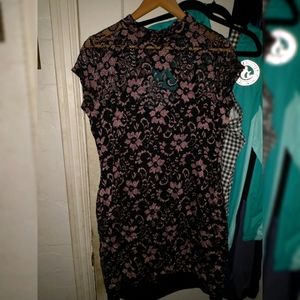 Black and pink lace dress